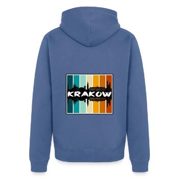 Krakau Polen Skyline Silhouette Reise Souvenir - Unisex Premium Bio Zip Hoodie - Taubenblau - Hinten - Nico (187cm)