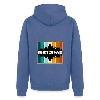 Beijing Chine Skyline Silhouette Voyage Souvenir - Veste à capuche bio Premium Unisexe - bleu pigeon - Dos - Nico (187cm)