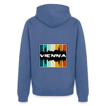 Vienne Autriche Skyline Silhouette Souvenir de voyage - Veste à capuche bio Premium Unisexe - bleu pigeon - Dos - Nico (187cm)