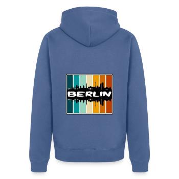 Berlin Allemagne Skyline Silhouette Voyage Souvenir - Veste à capuche bio Premium Unisexe - bleu pigeon - Dos - Nico (187cm)