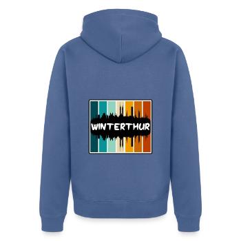 Winterthur Suisse Skyline Silhouette Travel S - Veste à capuche bio Premium Unisexe - bleu pigeon - Dos - Nico (187cm)