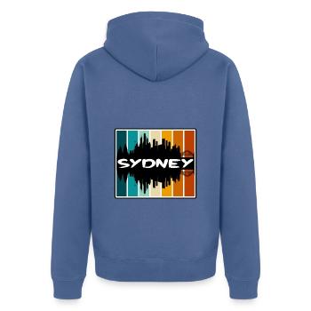 Sydney Australien Skyline Silhouette Reise Souveni - Unisex Premium Bio Zip Hoodie - Taubenblau - Hinten - Nico (187cm)