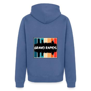 Grand Rapids Michigan Usa Skyline Silhouette Trave - Unisex Premium Organic Zip Hoodie - stone blue - Back - Nico (187cm)