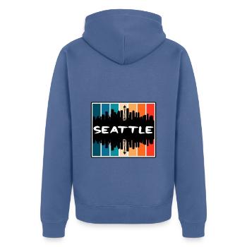 Seattle Washington États-Unis Skyline Silhouette Voyage S - Veste à capuche bio Premium Unisexe - bleu pigeon - Dos - Nico (187cm)