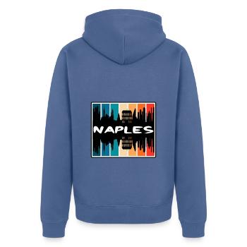 Naples Italy Skyline Silhouette Travel Souvenir - Unisex Premium Organic Zip Hoodie - stone blue - Back - Nico (187cm)