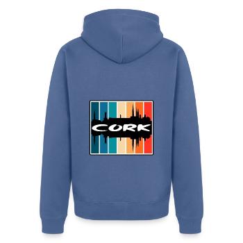 Cork Irlande Skyline Silhouette Souvenir de voyage - Veste à capuche bio Premium Unisexe - bleu pigeon - Dos - Nico (187cm)
