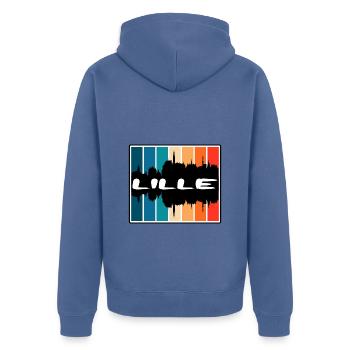 Lille France Skyline Silhouette Voyage Souvenir - Veste à capuche bio Premium Unisexe - bleu pigeon - Dos - Nico (187cm)