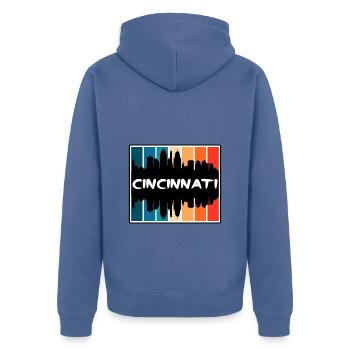Cincinnati Ohio Usa Skyline Silhouette Travel Souv - Unisex Premium Organic Zip Hoodie - stone blue - Back - Nico (187cm)