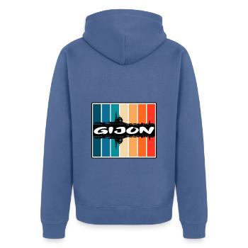 Gijon Spanien Skyline Silhouette Reise Souvenir - Unisex Premium Bio Zip Hoodie - Taubenblau - Hinten - Nico (187cm)