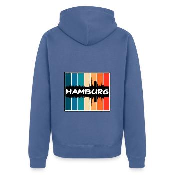 Hambourg Allemagne Skyline Silhouette Souvenir de voyage - Veste à capuche bio Premium Unisexe - bleu pigeon - Dos - Nico (187cm)