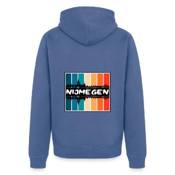 Nimègue Pays-Bas Skyline Silhouette Travel Sou - Veste à capuche bio Premium Unisexe - bleu pigeon - Dos - Nico (187cm)