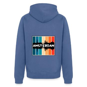 Amsterdam Niederlande Skyline Silhouette Reisen So - Unisex Premium Bio Zip Hoodie - Taubenblau - Hinten - Nico (187cm)