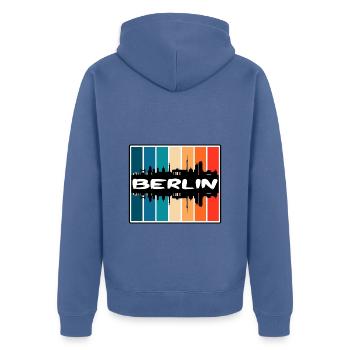 Berlin Allemagne Skyline Silhouette Voyage Souvenir - Veste à capuche bio Premium Unisexe - bleu pigeon - Dos - Nico (187cm)