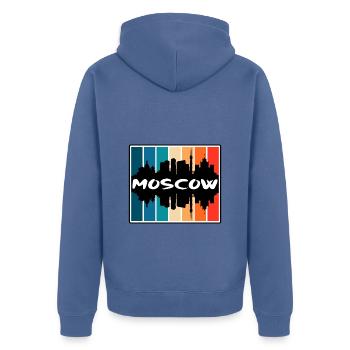 Moscou Russie Skyline Silhouette Souvenir de voyage - Veste à capuche bio Premium Unisexe - bleu pigeon - Dos - Nico (187cm)