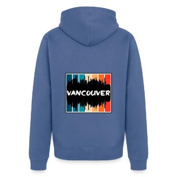 Vancouver Canada Skyline Silhouette Travel Souveni - Veste à capuche bio Premium Unisexe - bleu pigeon - Dos - Nico (187cm)