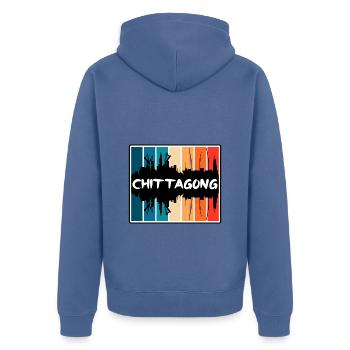 Chittagong Bangladesch Skyline Silhouette Reisen So - Unisex Premium Bio Zip Hoodie - Taubenblau - Hinten - Nico (187cm)