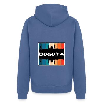 Bogota Colombia Skyline Silhouette Travel Souvenir - Unisex Premium Organic Zip Hoodie - stone blue - Back - Nico (187cm)