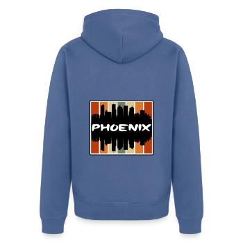 Phoenix Arizona États-Unis Skyline Silhouette Souv de voyage - Veste à capuche bio Premium Unisexe - bleu pigeon - Dos - Nico (187cm)