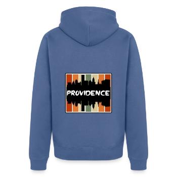 Providence Rhode Island États-Unis Skyline Silhouette Tra - Veste à capuche bio Premium Unisexe - bleu pigeon - Dos - Nico (187cm)