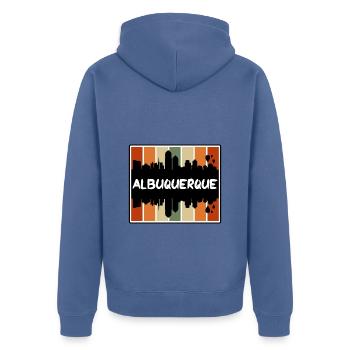 Albuquerque Nouveau-Mexique États-Unis Skyline Silhouette - Veste à capuche bio Premium Unisexe - bleu pigeon - Dos - Nico (187cm)