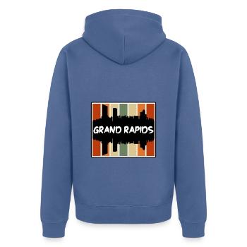 Grand Rapids Michigan Usa Skyline Silhouette Trave - Unisex Premium Organic Zip Hoodie - stone blue - Back - Nico (187cm)