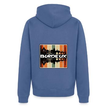 Bordeux France Skyline Silhouette Voyage Souvenir - Veste à capuche bio Premium Unisexe - bleu pigeon - Dos - Nico (187cm)
