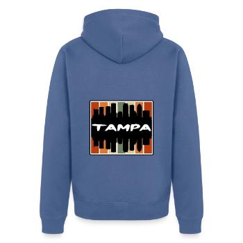 Tampa Floride États-Unis Skyline Silhouette Voyage Souven - Veste à capuche bio Premium Unisexe - bleu pigeon - Dos - Nico (187cm)