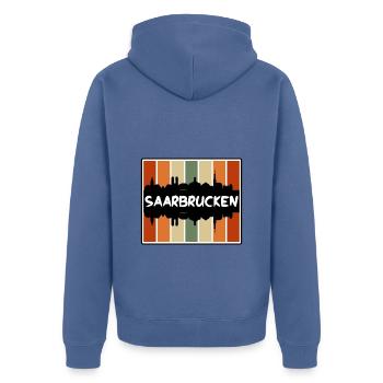 Sarrebruck Allemagne Skyline Silhouette Travel Souv - Veste à capuche bio Premium Unisexe - bleu pigeon - Dos - Nico (187cm)