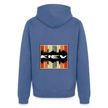 Kiev Ukraine Skyline Silhouette Travel Souvenir - Unisex Premium Organic Zip Hoodie - stone blue - Back - Nico (187cm)