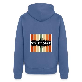 Stuttgart Deutschland Skyline Silhouette Travel Souven - Unisex Premium Bio Zip Hoodie - Taubenblau - Hinten - Nico (187cm)
