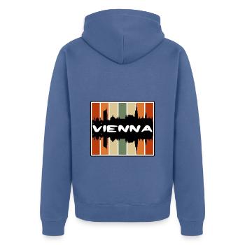 Vienne Autriche Skyline Silhouette Souvenir de voyage - Veste à capuche bio Premium Unisexe - bleu pigeon - Dos - Nico (187cm)