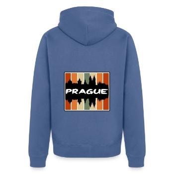Prag Tschechien Skyline Silhouette Reise Souvenir - Unisex Premium Bio Zip Hoodie - Taubenblau - Hinten - Nico (187cm)