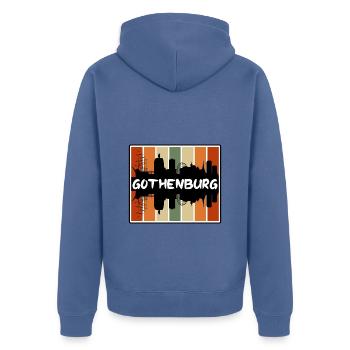 Göteborg Suède Skyline Silhouette Travel Souven - Veste à capuche bio Premium Unisexe - bleu pigeon - Dos - Nico (187cm)
