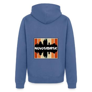 Novossibirsk Russie Skyline Silhouette Souve de voyage - Veste à capuche bio Premium Unisexe - bleu pigeon - Dos - Nico (187cm)