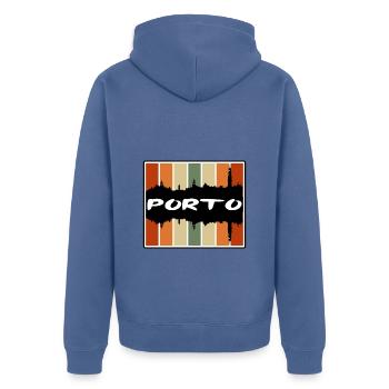 Porto Portugal Skyline Silhouette Reise Souvenir - Unisex Premium Bio Zip Hoodie - Taubenblau - Hinten - Nico (187cm)