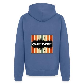 Genf Schweiz Skyline Silhouette Travel Souveni - Unisex Premium Bio Zip Hoodie - Taubenblau - Hinten - Nico (187cm)