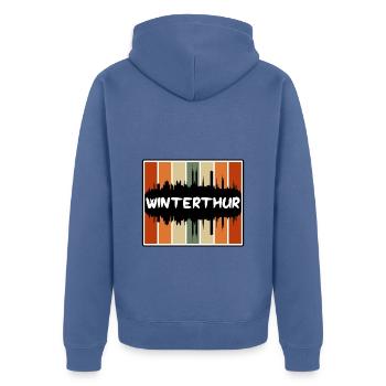 Winterthur Suisse Skyline Silhouette Travel S - Veste à capuche bio Premium Unisexe - bleu pigeon - Dos - Nico (187cm)