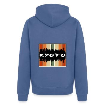 Kyoto Japon Skyline Silhouette Voyage Souvenir - Veste à capuche bio Premium Unisexe - bleu pigeon - Dos - Nico (187cm)