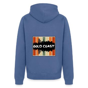 Gold Coast Australia Skyline Silhouette Travel Sou - Unisex Premium Organic Zip Hoodie - stone blue - Back - Nico (187cm)