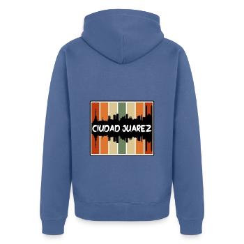 Ciudad Juarez Mexiko Skyline Silhouette Reisen Sou - Unisex Premium Bio Zip Hoodie - Taubenblau - Hinten - Nico (187cm)
