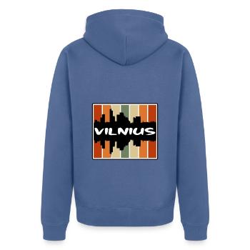 Vilnius Lituanie Skyline Silhouette Voyage Souven - Veste à capuche bio Premium Unisexe - bleu pigeon - Dos - Nico (187cm)