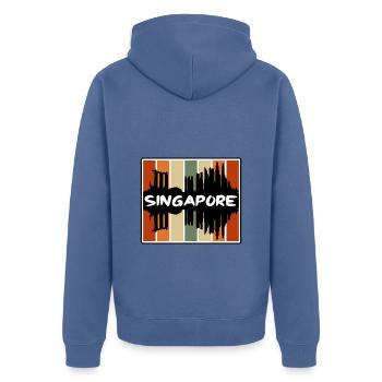 Singapour Singapour Skyline Silhouette Souv de voyage - Veste à capuche bio Premium Unisexe - bleu pigeon - Dos - Nico (187cm)
