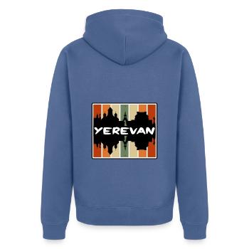 Erevan Arménie Skyline Silhouette Souvenir de voyage - Veste à capuche bio Premium Unisexe - bleu pigeon - Dos - Nico (187cm)