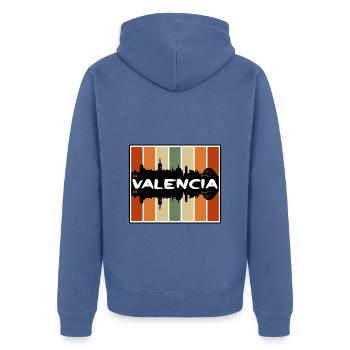 Valencia Venezuela Skyline Silhouette Travel Souve - Veste à capuche bio Premium Unisexe - bleu pigeon - Dos - Nico (187cm)