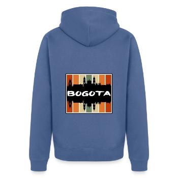 Bogota Colombia Skyline Silhouette Travel Souvenir - Unisex Premium Organic Zip Hoodie - stone blue - Back - Nico (187cm)