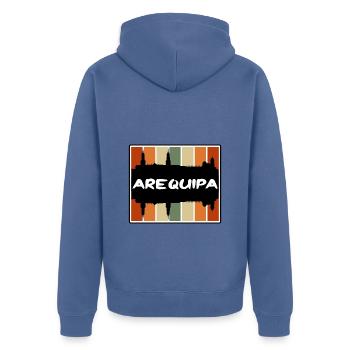 Arequipa Peru Skyline Silhouette Reise Souvenir - Unisex Premium Bio Zip Hoodie - Taubenblau - Hinten - Nico (187cm)