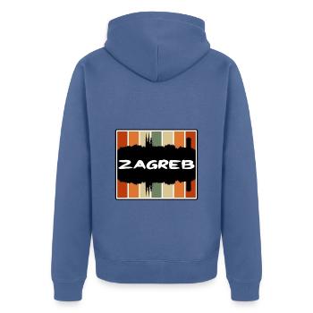 Zagreb Croatie Skyline Silhouette Souvenir de voyage - Veste à capuche bio Premium Unisexe - bleu pigeon - Dos - Nico (187cm)