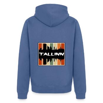 Tallinn Estland Skyline Silhouette Reise Souvenir - Unisex Premium Bio Zip Hoodie - Taubenblau - Hinten - Nico (187cm)