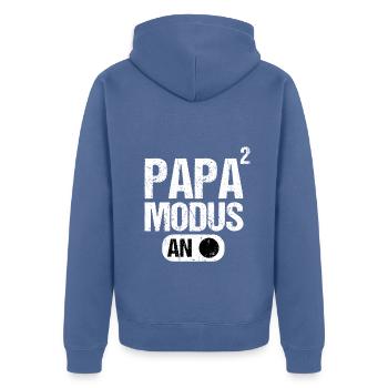Papa Vater von 2 zwei Zweiten Kindern Zwillinge - Unisex Premium Bio Zip Hoodie - Taubenblau - Hinten - Nico (187cm)