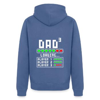Dad father of 3 third three child baby children - Unisex Premium Organic Zip Hoodie - stone blue - Back - Nico (187cm)